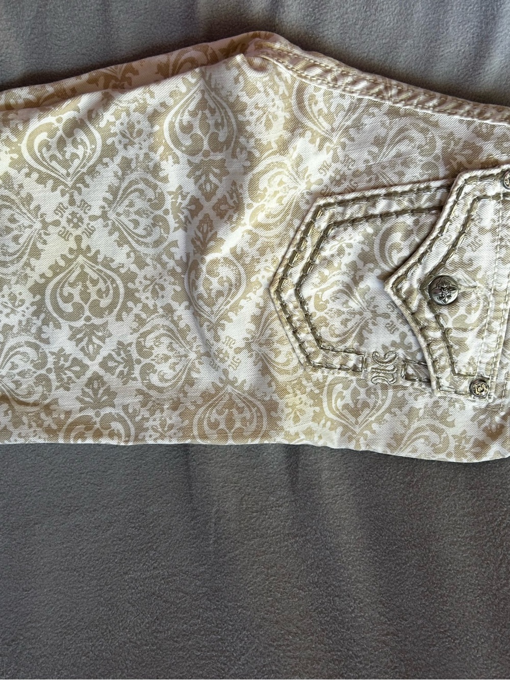 Miss Me Cream and Tan Printed Cargo Pants
